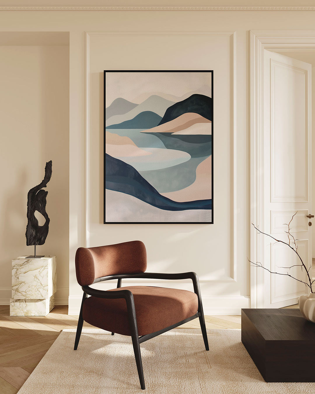 Vloeiende landschap vormen – staand wanddecoratie kunstwerk
