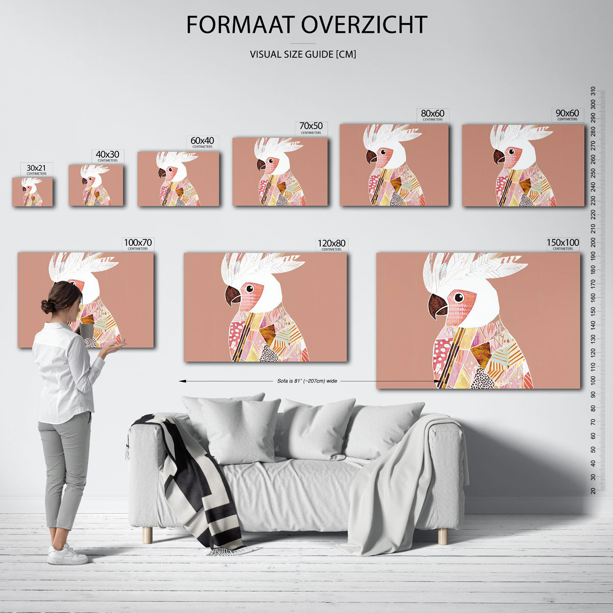 Papegaai met patronen – liggende muurposter met dierenthema
