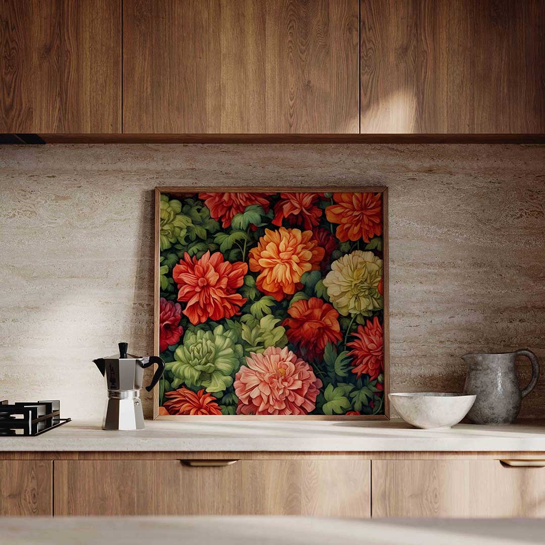 Bloemenpracht – decoratieve wandkunst als vierkante poster