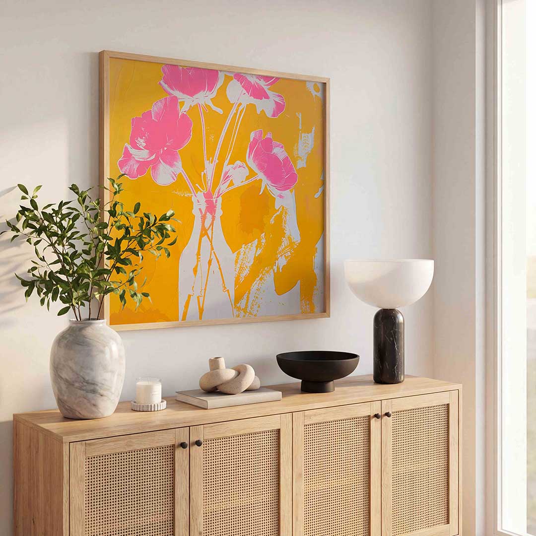 Bloemen in vaas – illustratie poster in vierkant formaat