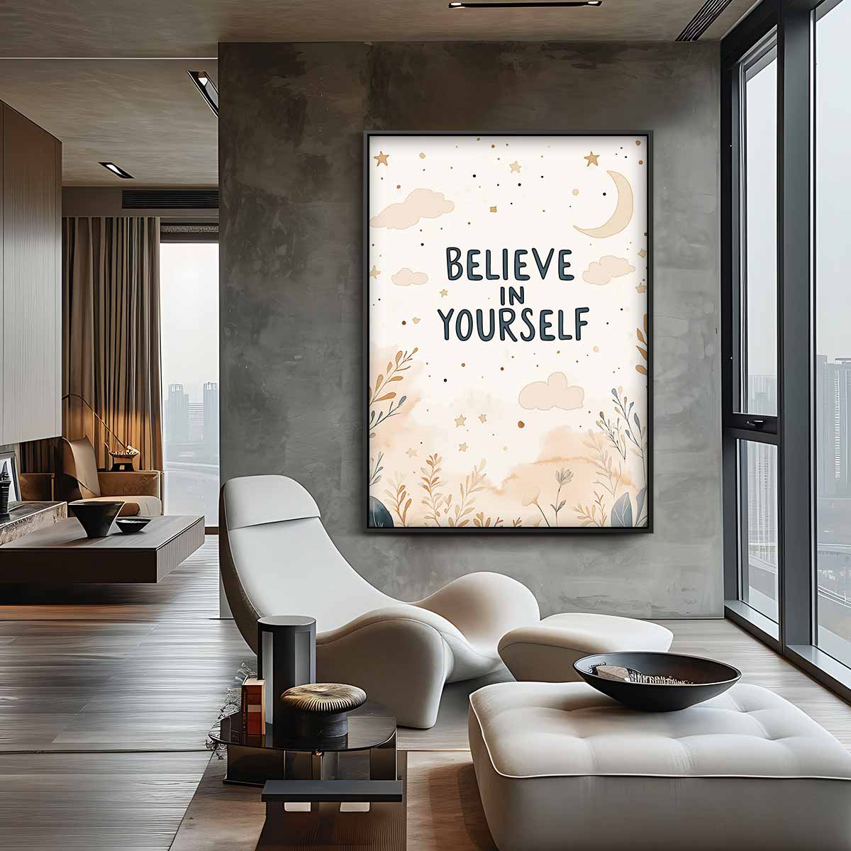 Inspirerende Poster - Believe in Yourself – canvas wanddecoratie in portret formaat