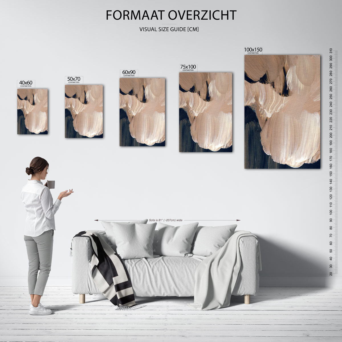 Organische penseelstreken – staande wanddecoratie van WallArtistic