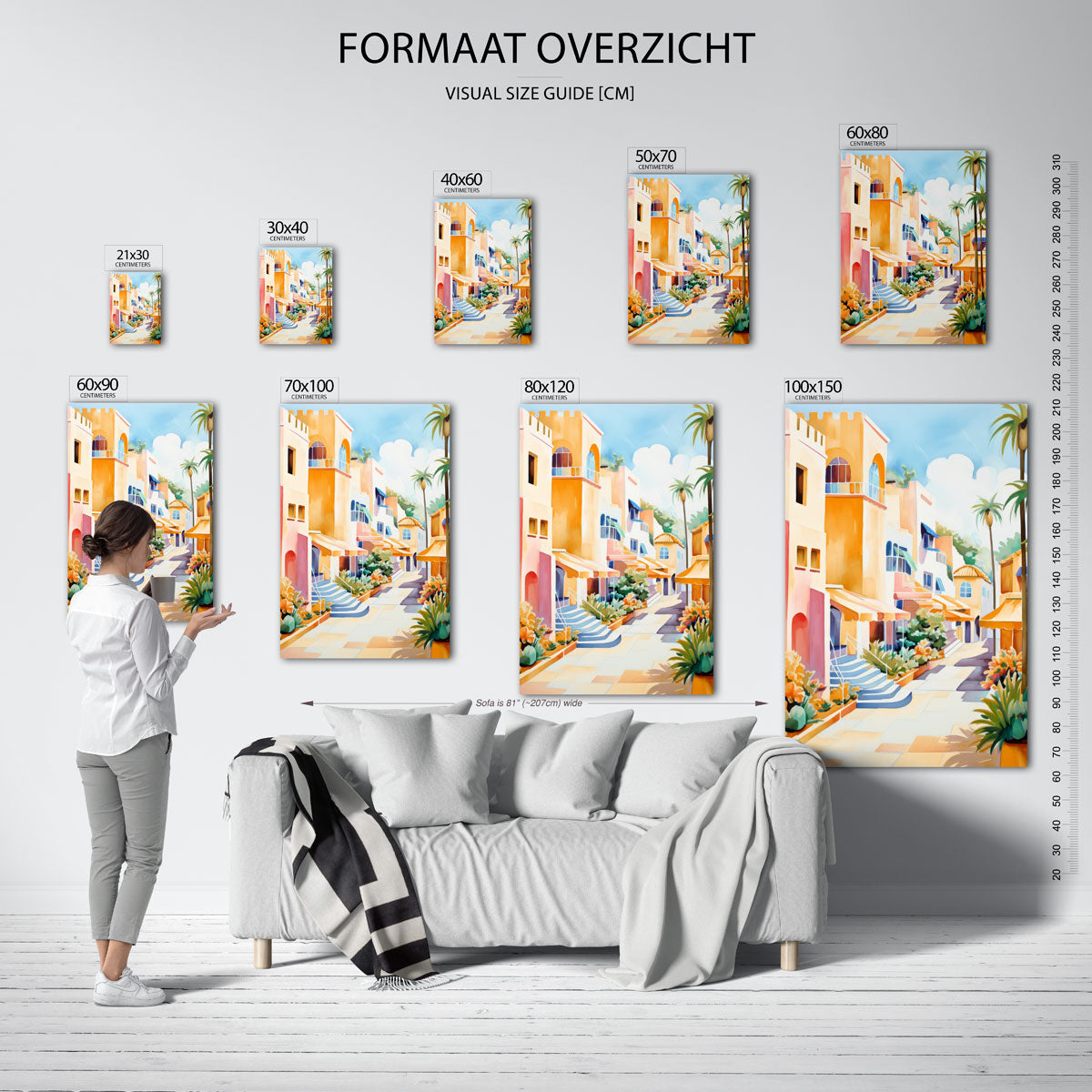 Zonnige straat met palmbomen – staande muurposter voor keuken of eethoek
