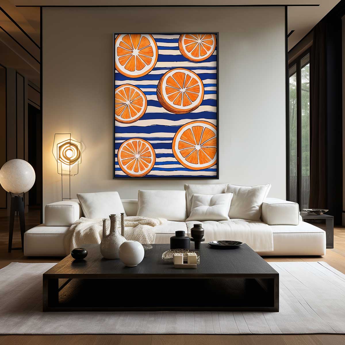 Citrus Vibe – kunstwerk met zwarte baklijst