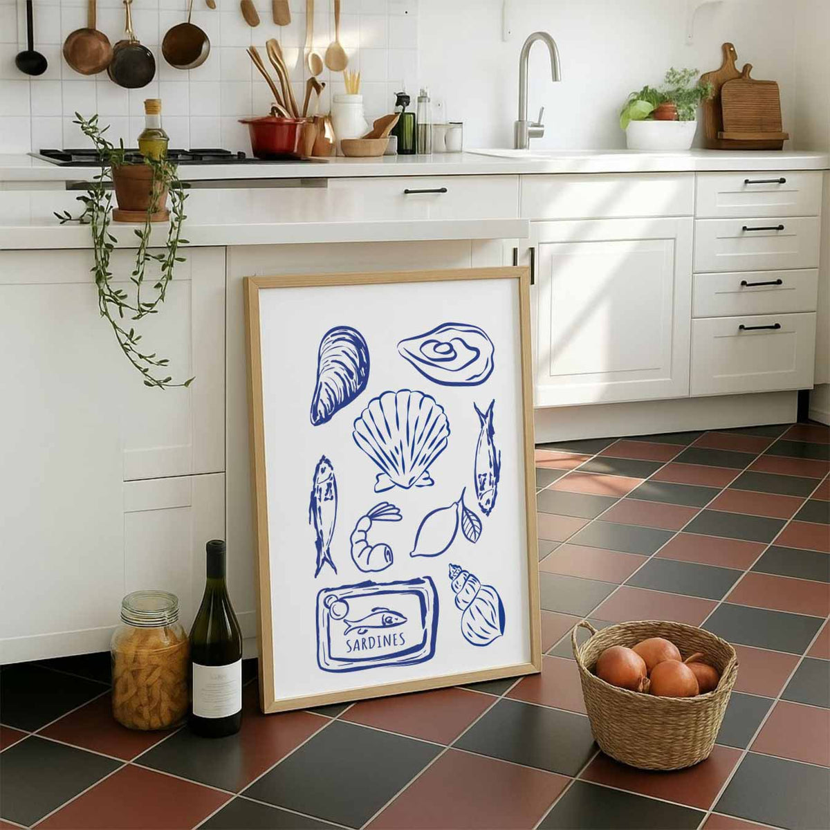 Zeevruchten Illustratie – staande muurposter voor keuken of eethoek