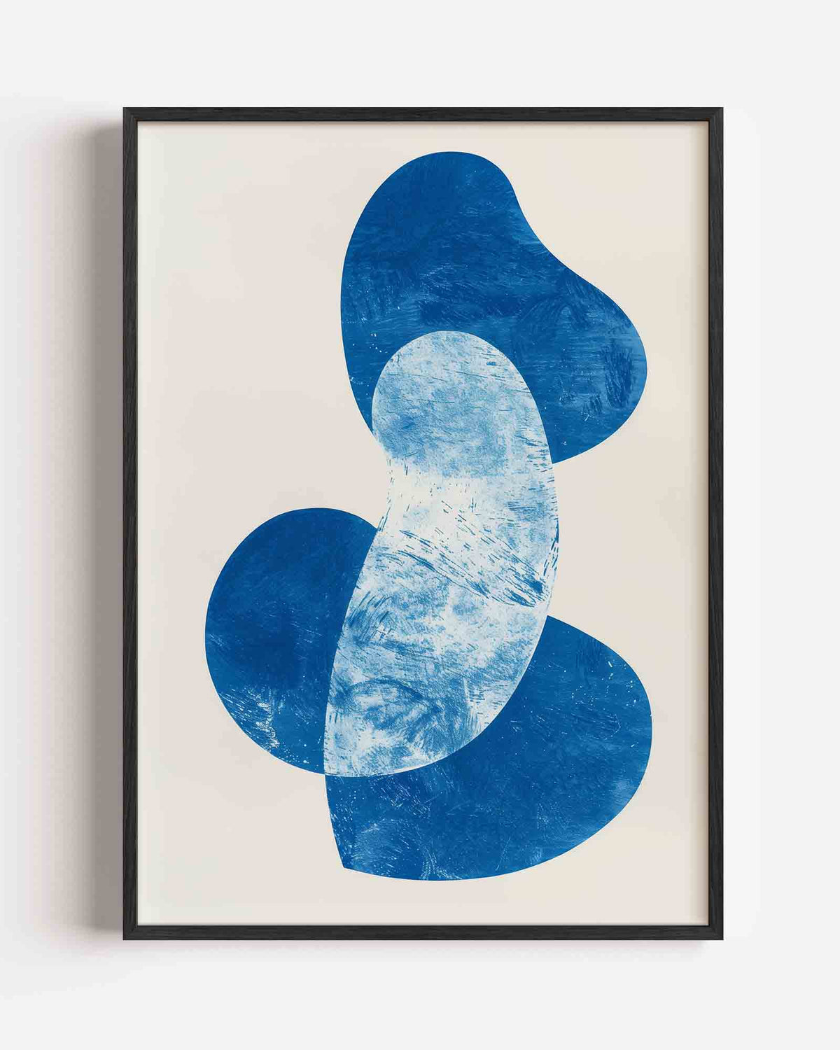 Abstracte blauwe vormen – hedendaagse illustratie portret poster als wanddecoratie