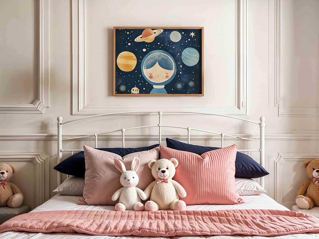 Astronaut en planeten – kids poster in liggend formaat