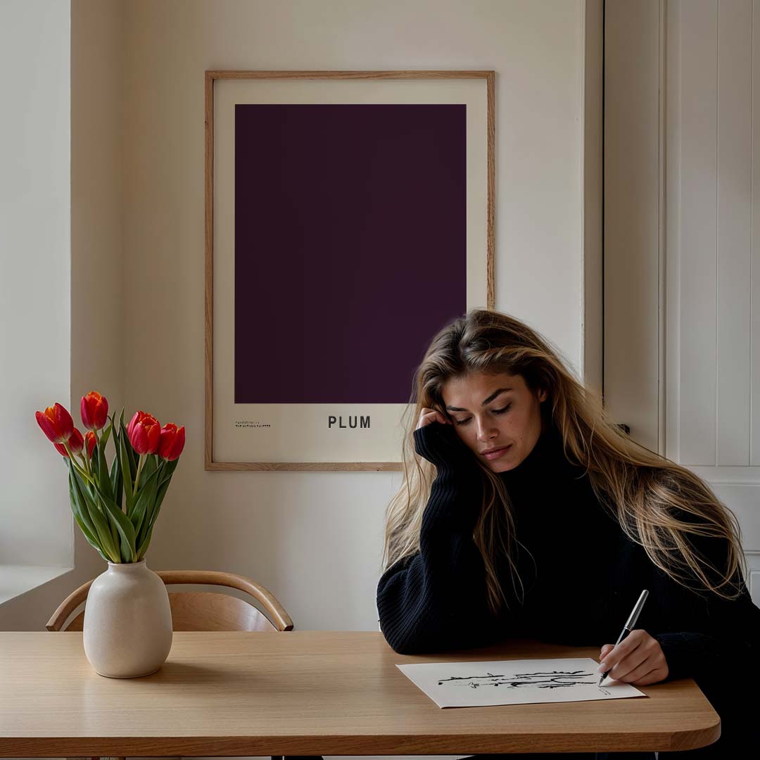 Stijlvolle Pruimkleurige – bloemen poster in staand formaat