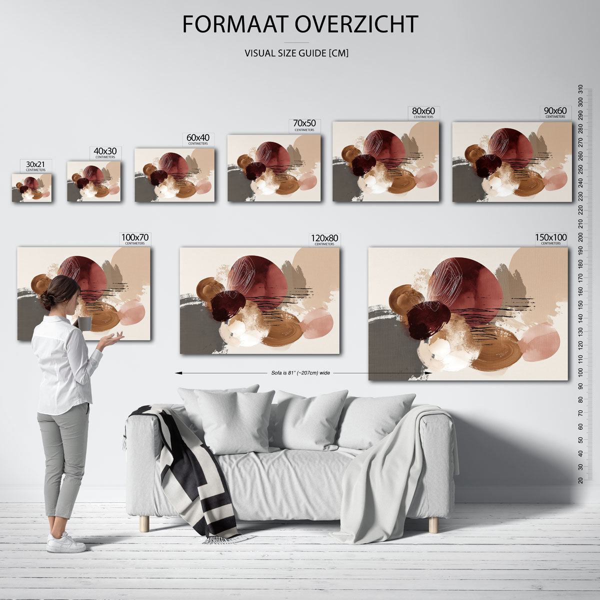 Abstracte vormen – liggende muurposter met abstracte vormen