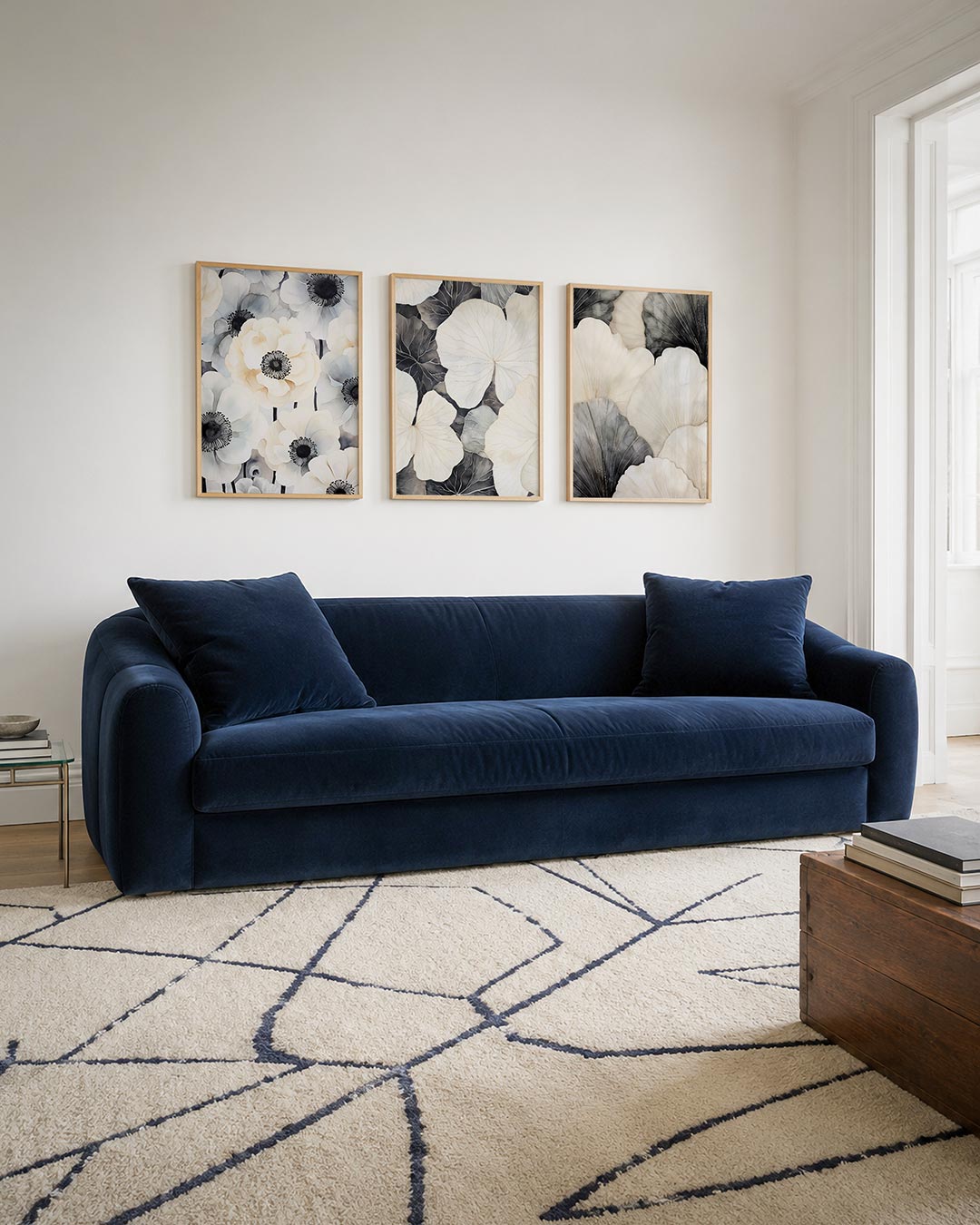 Bloemrijke harmonie posterset – tweede productweergave – deze posterset in drie delen toont grote bloemen in zachte