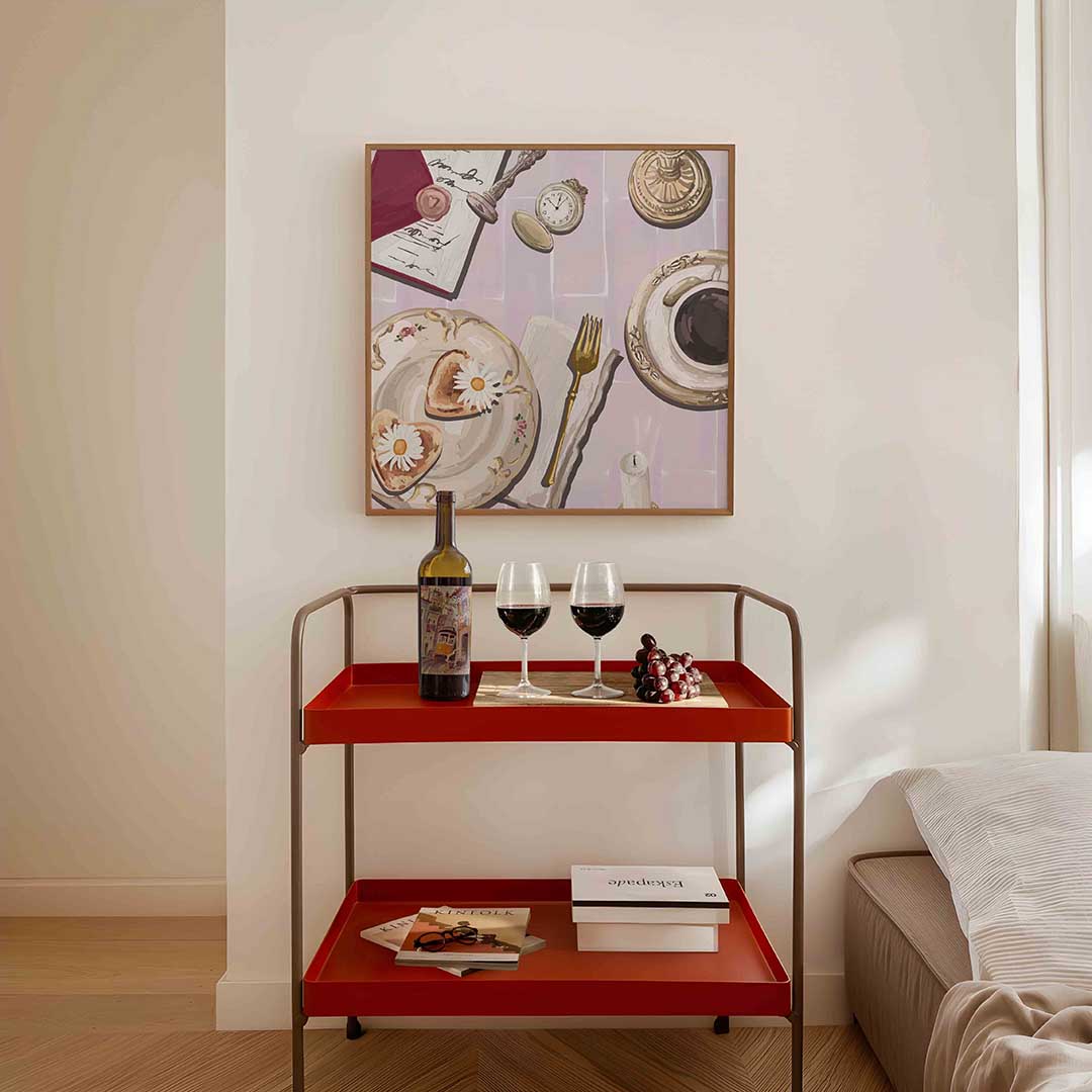 Ontbijt met bloemen – vierkante keuken wanddecoratie van WallArtistic