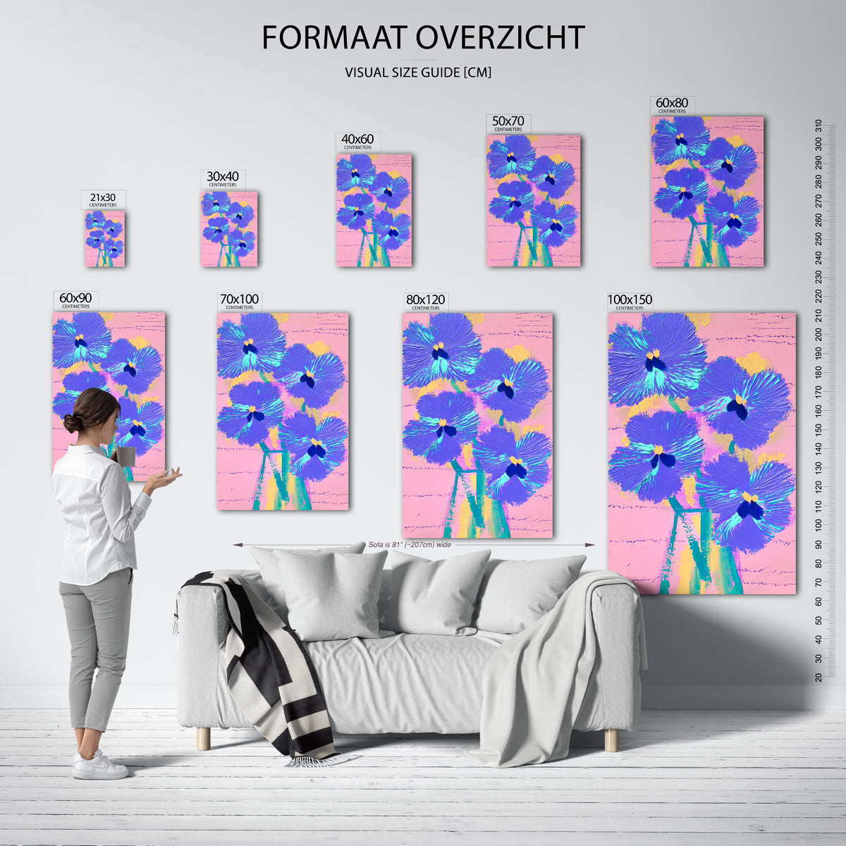 Bloemen in vaas – staande muurposter met sfeervolle illustratie
