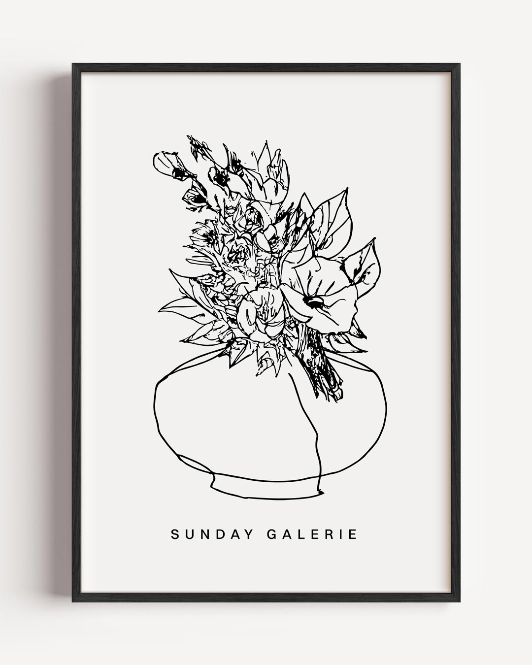 Elegante Bloemenvaas Schets – keuken portret poster als wanddecoratie