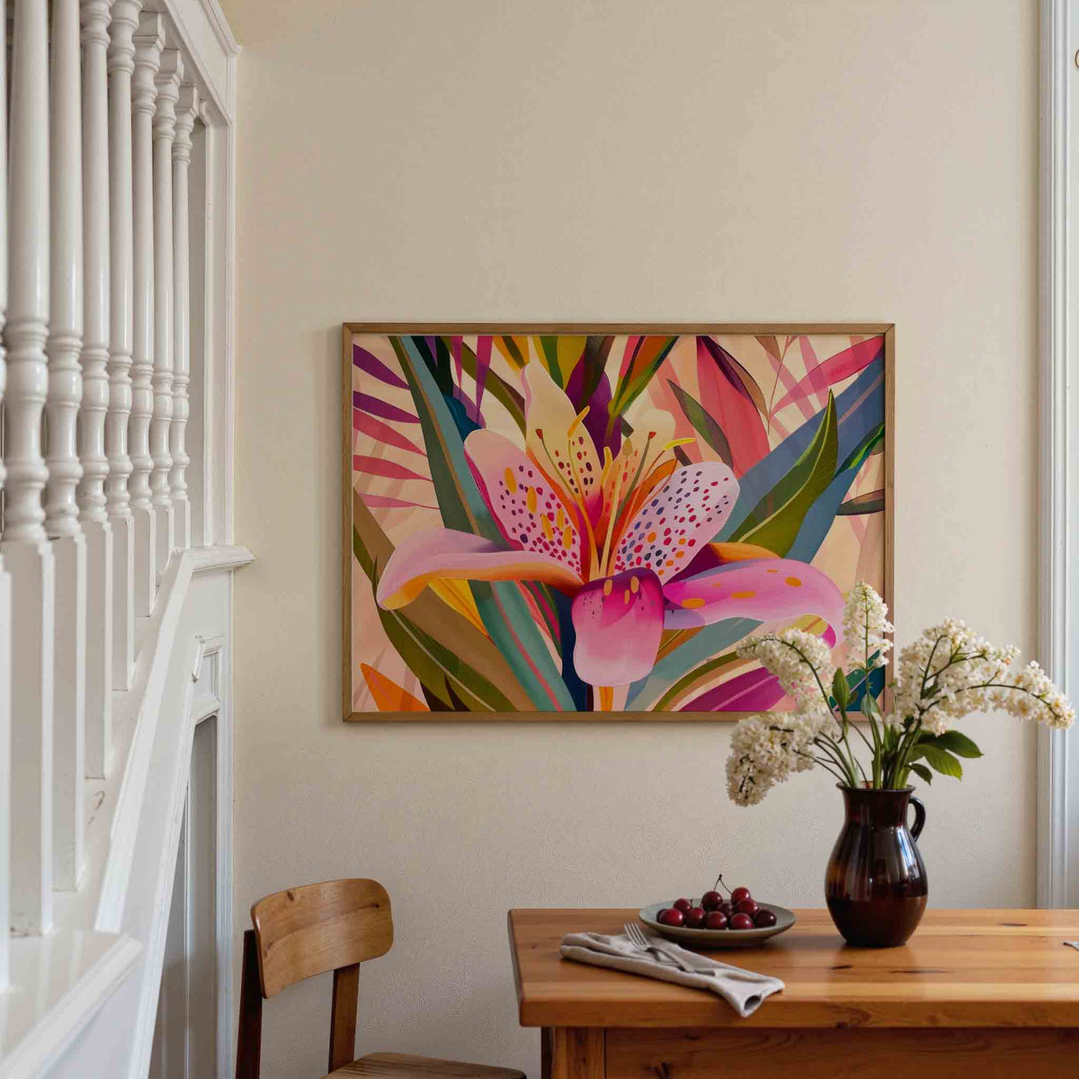 Bloem en bladeren – botanische poster in liggend formaat