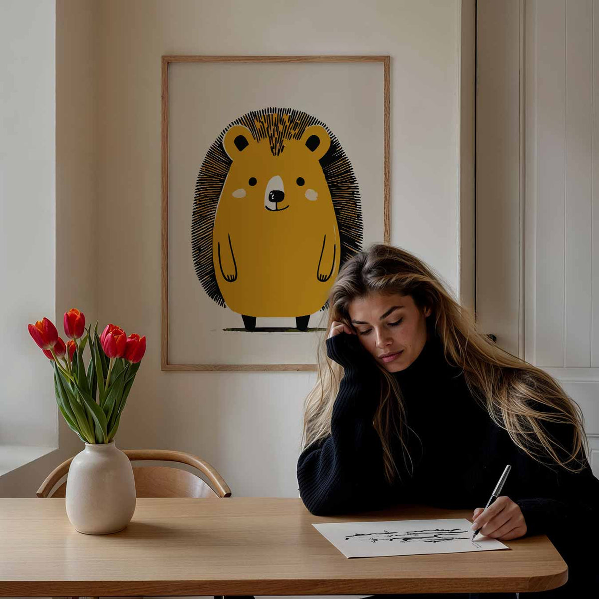 Schattige Egel Illustratie – staande muurposter voor de kinderkamer
