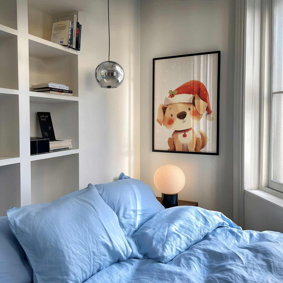 Schattige Kerst Puppy – staande muurposter voor de kinderkamer
