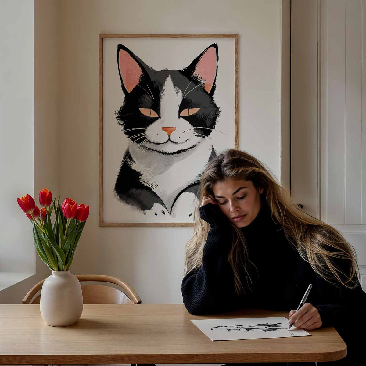 Schattige Kattenkunst – staande dieren wanddecoratie van WallArtistic