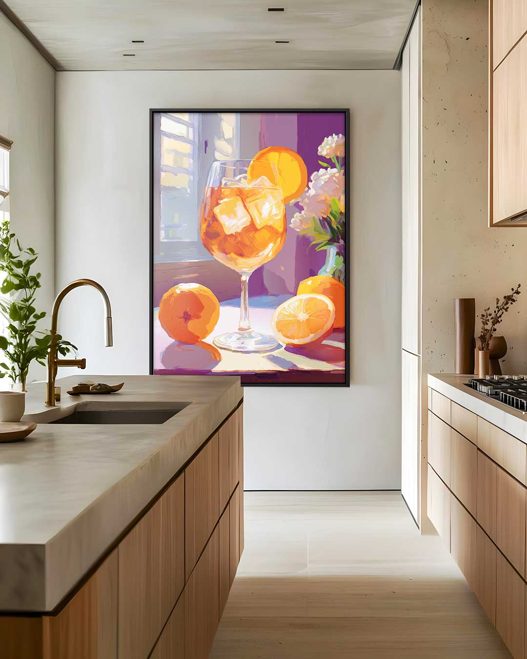 Zomers Aperitief Schilderij – staand kunstwerk voor modern interieur
