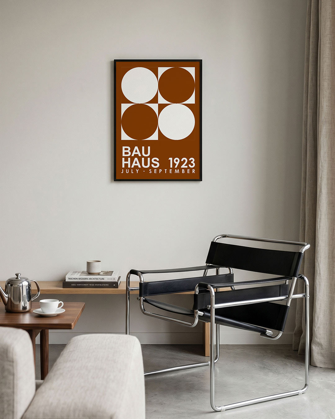 Cirkel en vierkant – geometrische Bauhaus poster in staand formaat