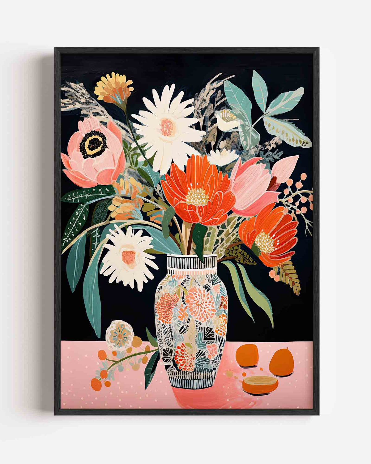Bloemen in vaas – kleurrijke illustratie portret poster als wanddecoratie
