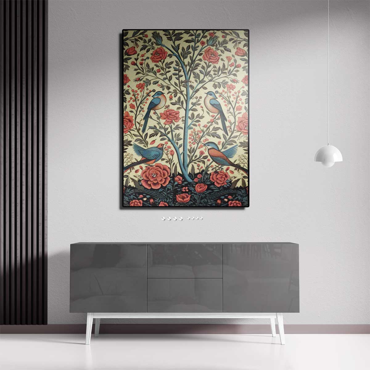 Bloemen en Vogels Paradijs – dibond kunstwerk als wanddecoratie