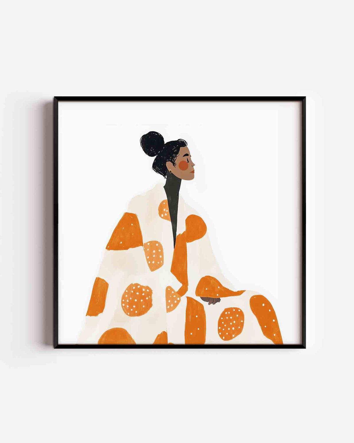 Vrouw met oranje patroon – moderne vierkante poster als wanddecoratie