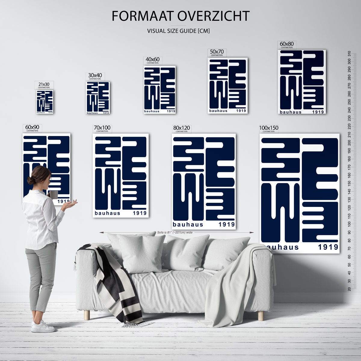 Vorm en lijnenspel – geometrische poster in Bauhaus-stijl van WallArtistic