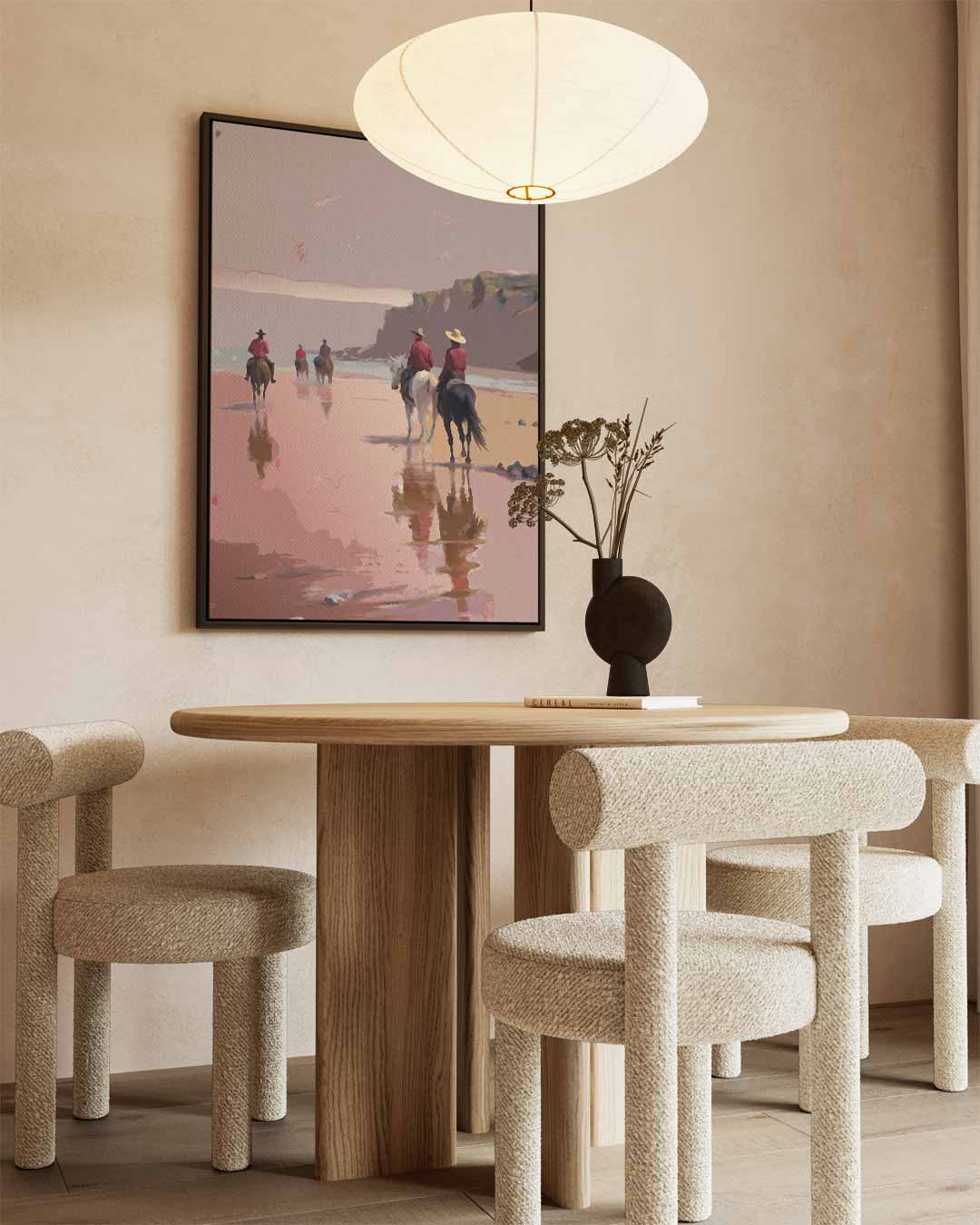 Strandrit bij Zonsondergang – canvas wanddecoratie in portret formaat
