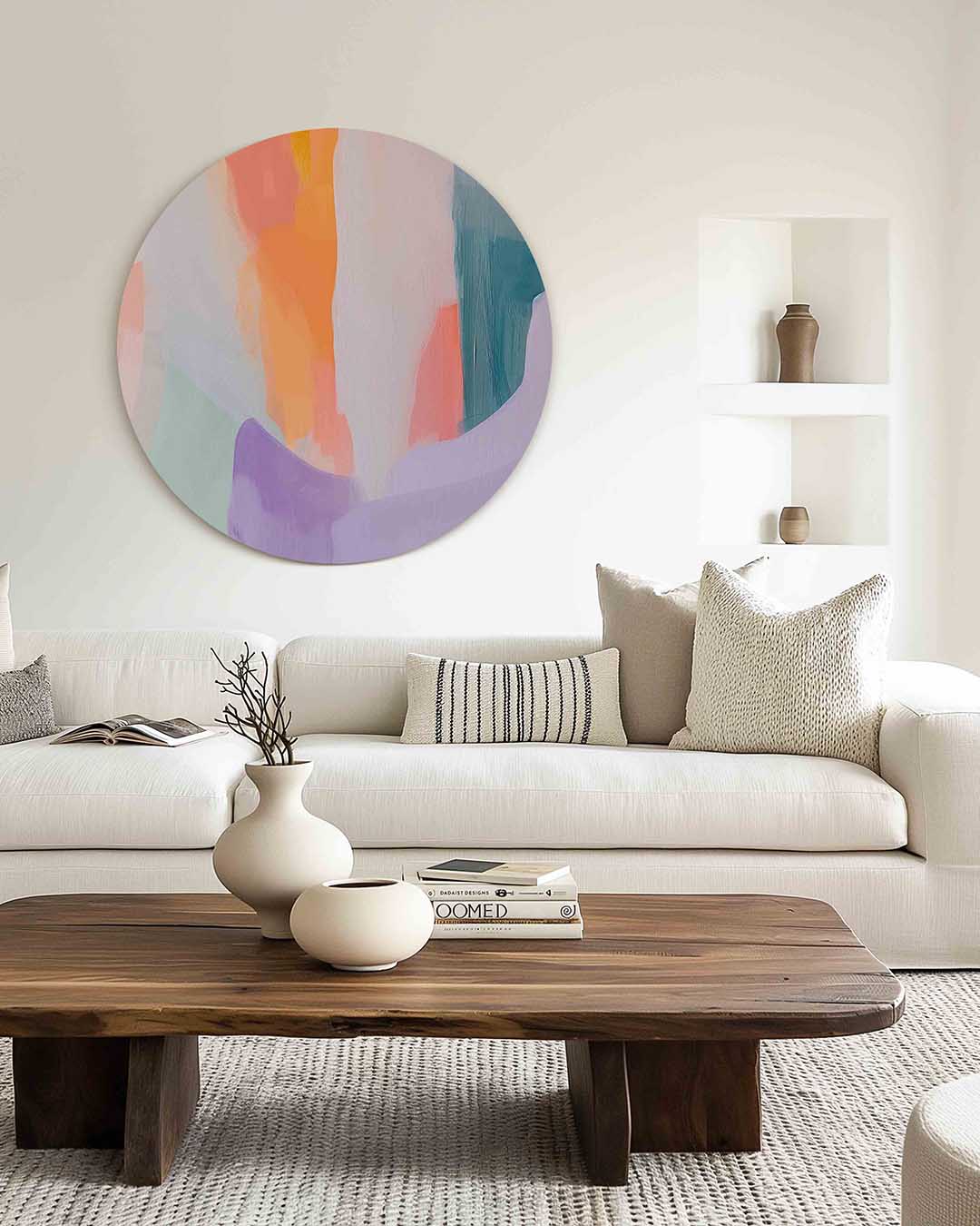 Abstracte vormen – muurcirkel met kleur en vormen voor aan de muur