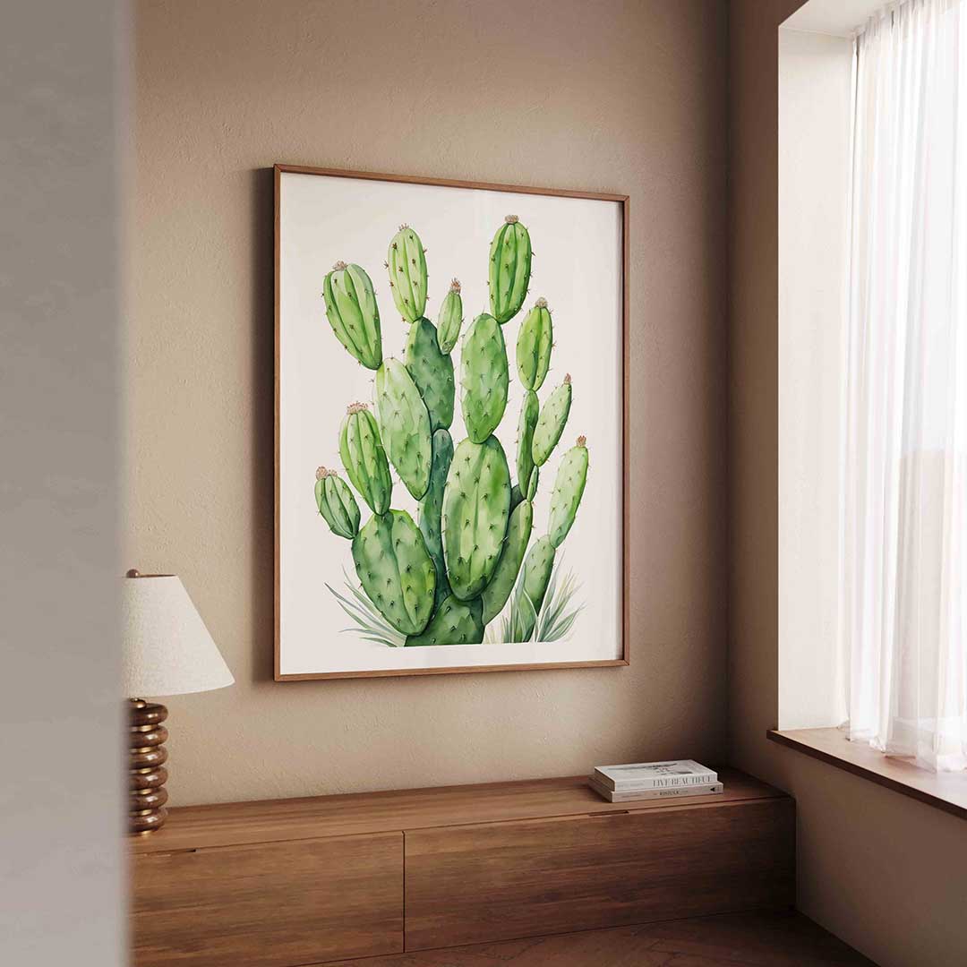Groene cactus – tropische wandkunst als portret poster