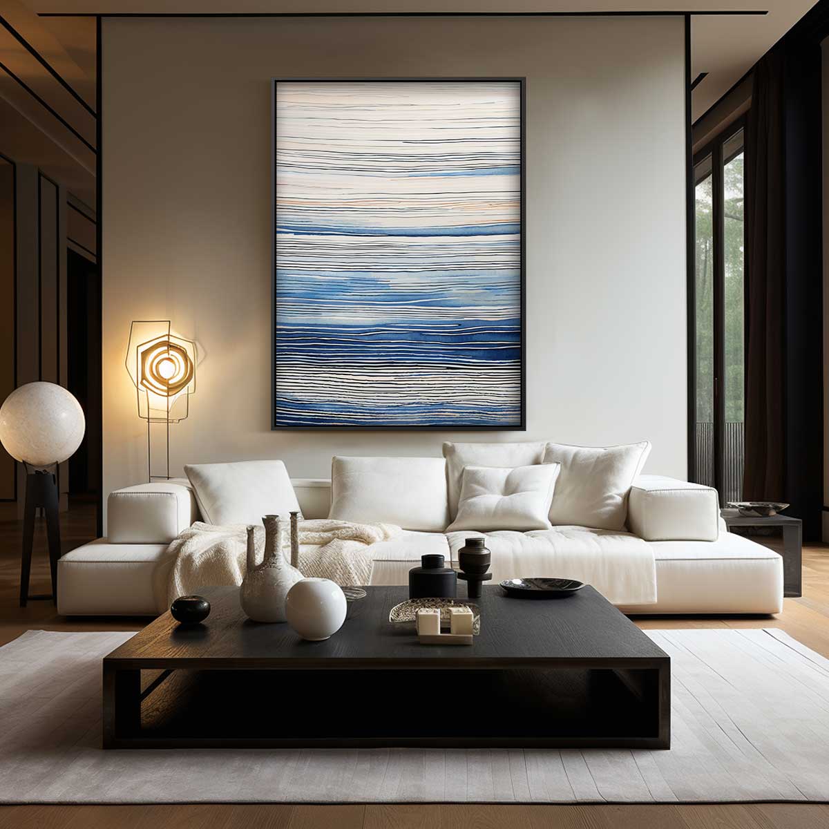 Rustgevende Golfstrepen – modern portret kunstwerk van WallArtistic