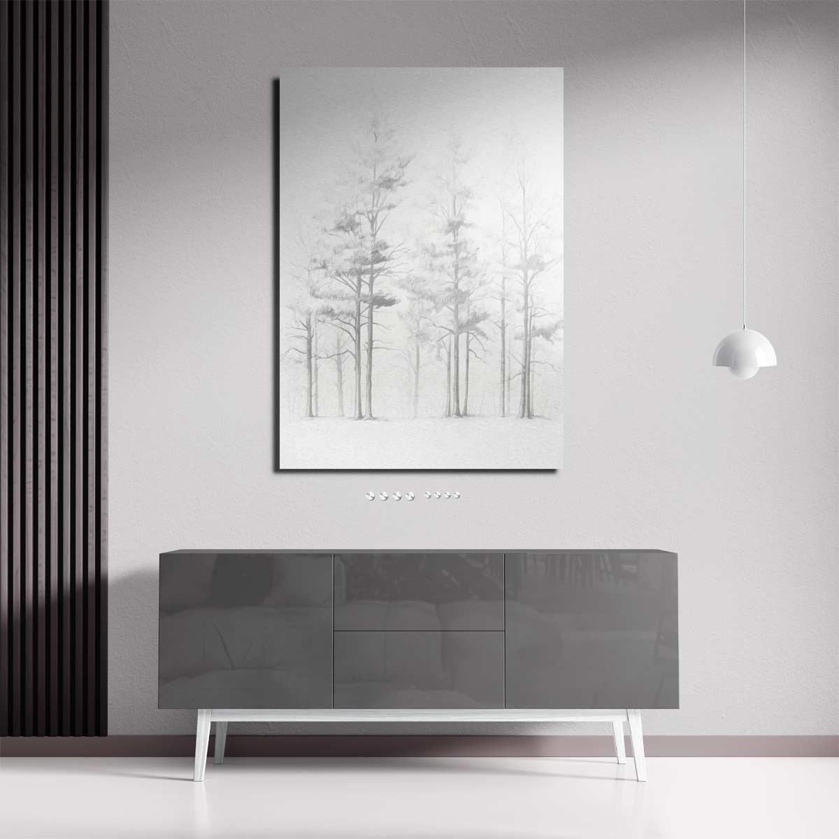 Mystieke Mistige Bomen – plexiglas wanddecoratie in portret formaat