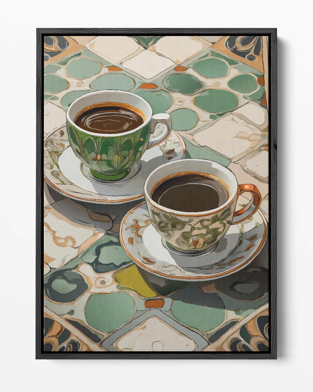 Koffie Betovering op Keramische Tegels – portret kunstwerk als wanddecoratie