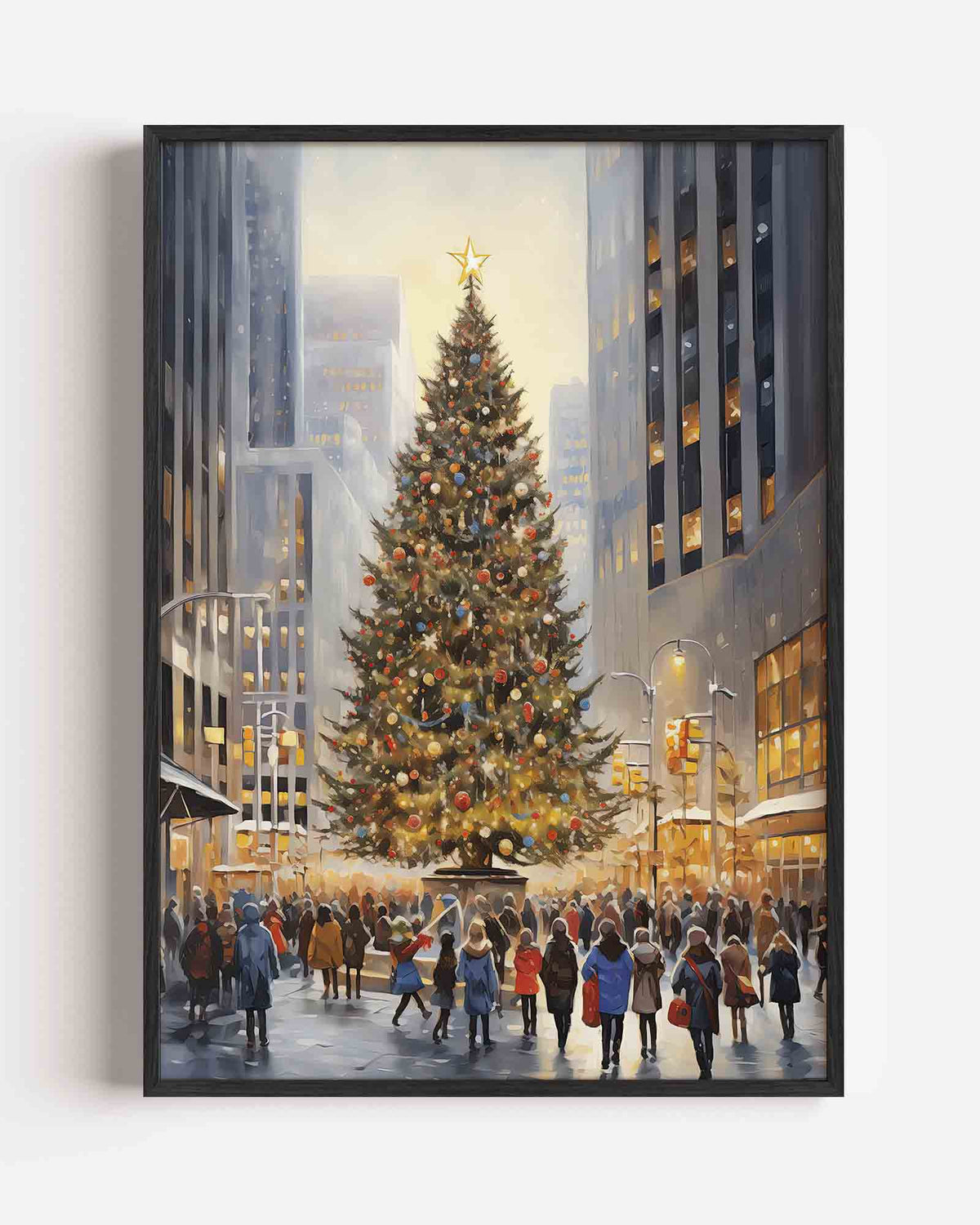 Kerstboom in stadsplein – kerst portret poster als wanddecoratie