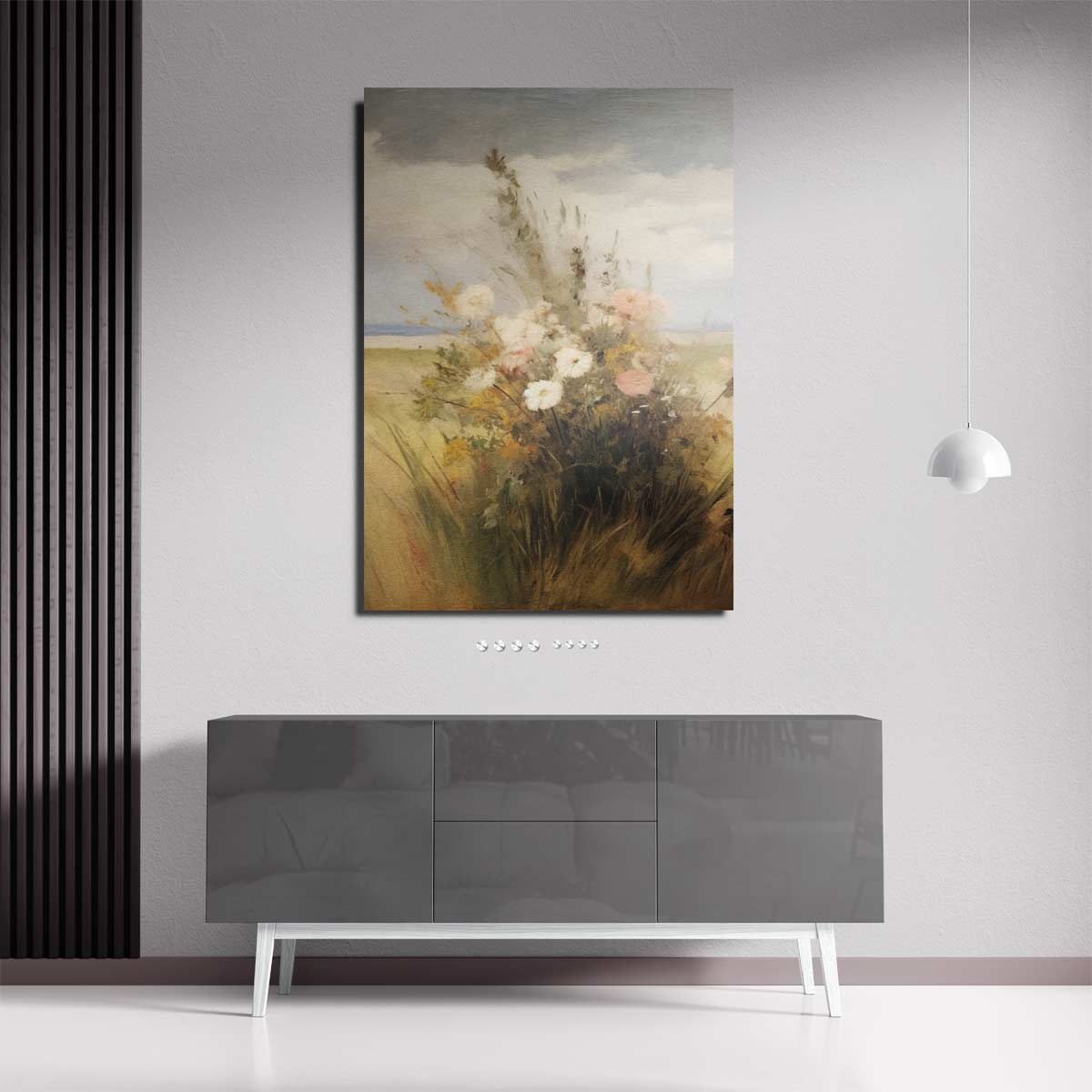 Zomerbloemen in de Wind – plexiglas wanddecoratie in portret formaat