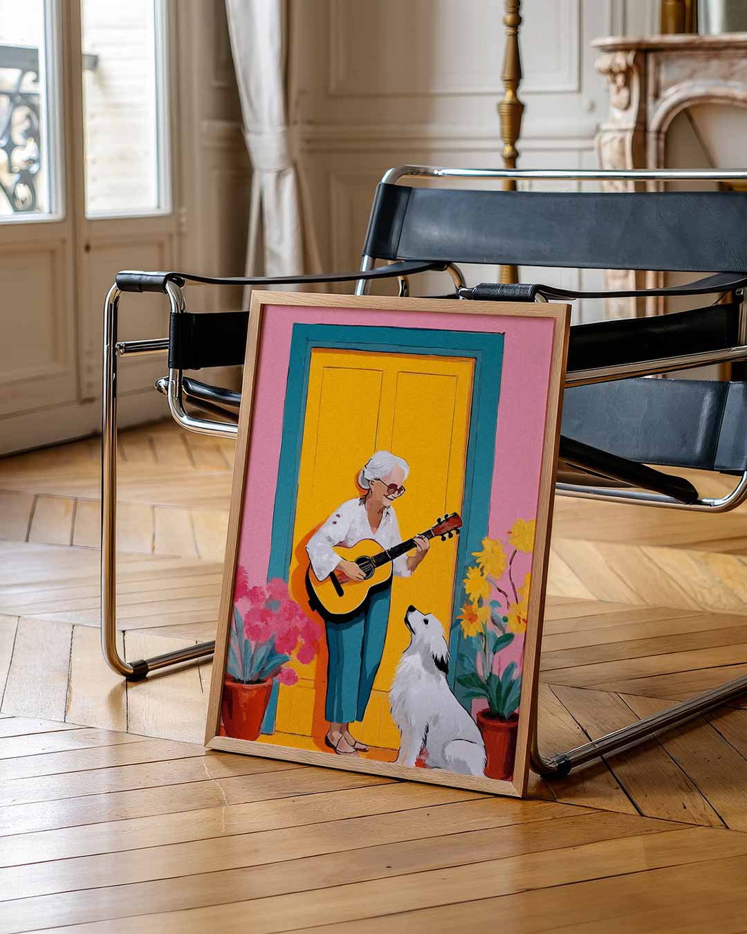Vrolijke Muziekmomenten – zomerse wandkunst als portret poster