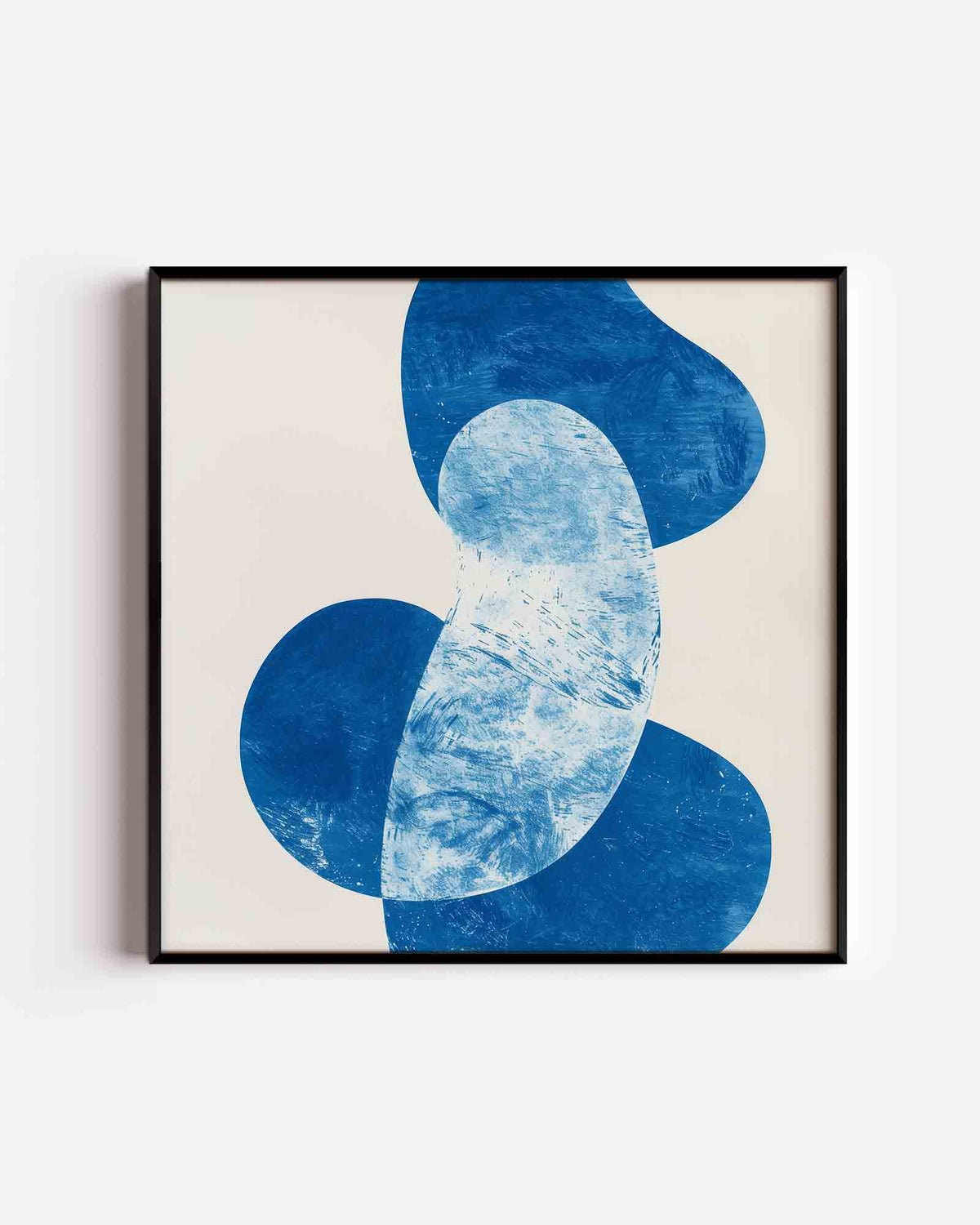 Abstracte blauwe vormen – design vierkante poster als wanddecoratie