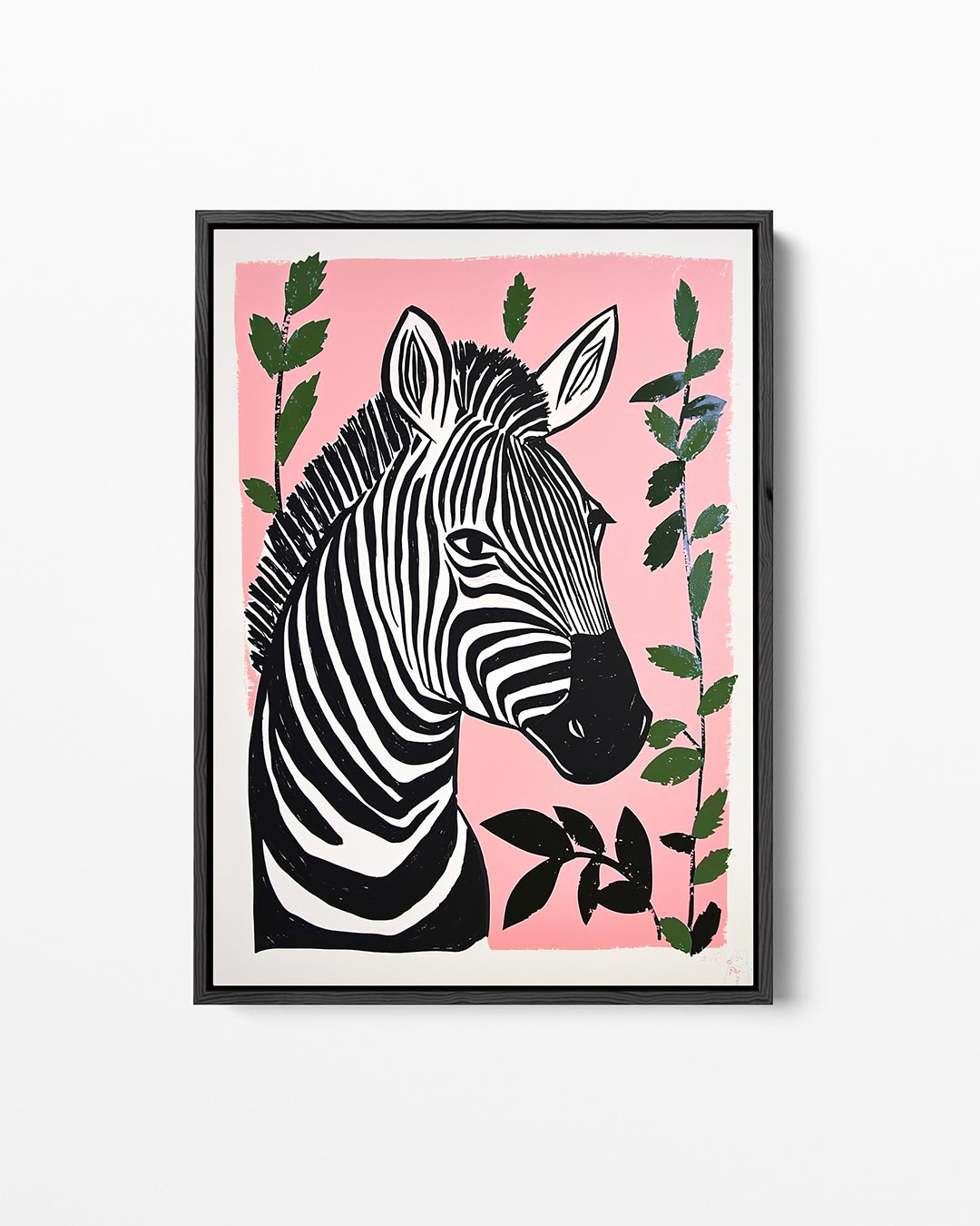Zebra en bladeren – staand wanddecoratie kunstwerk