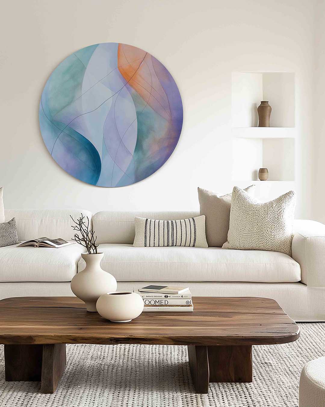 Abstracte vormen – muurcirkel met kleur en vormen voor aan de muur