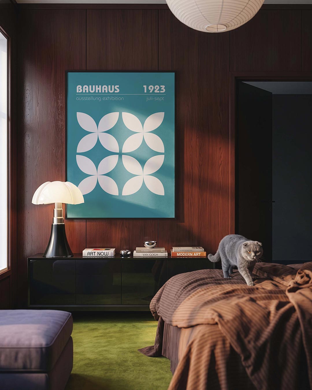 Vormritme en kleur – geometrische Bauhaus poster in staand formaat
