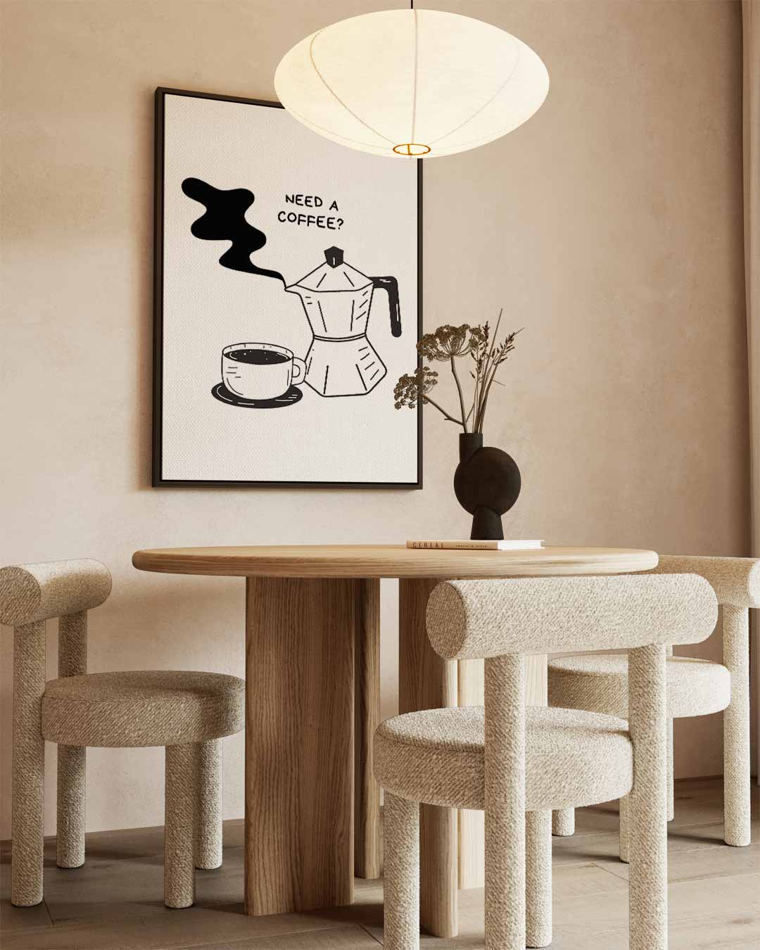 Koffie Illustratie – canvas wanddecoratie in portret formaat