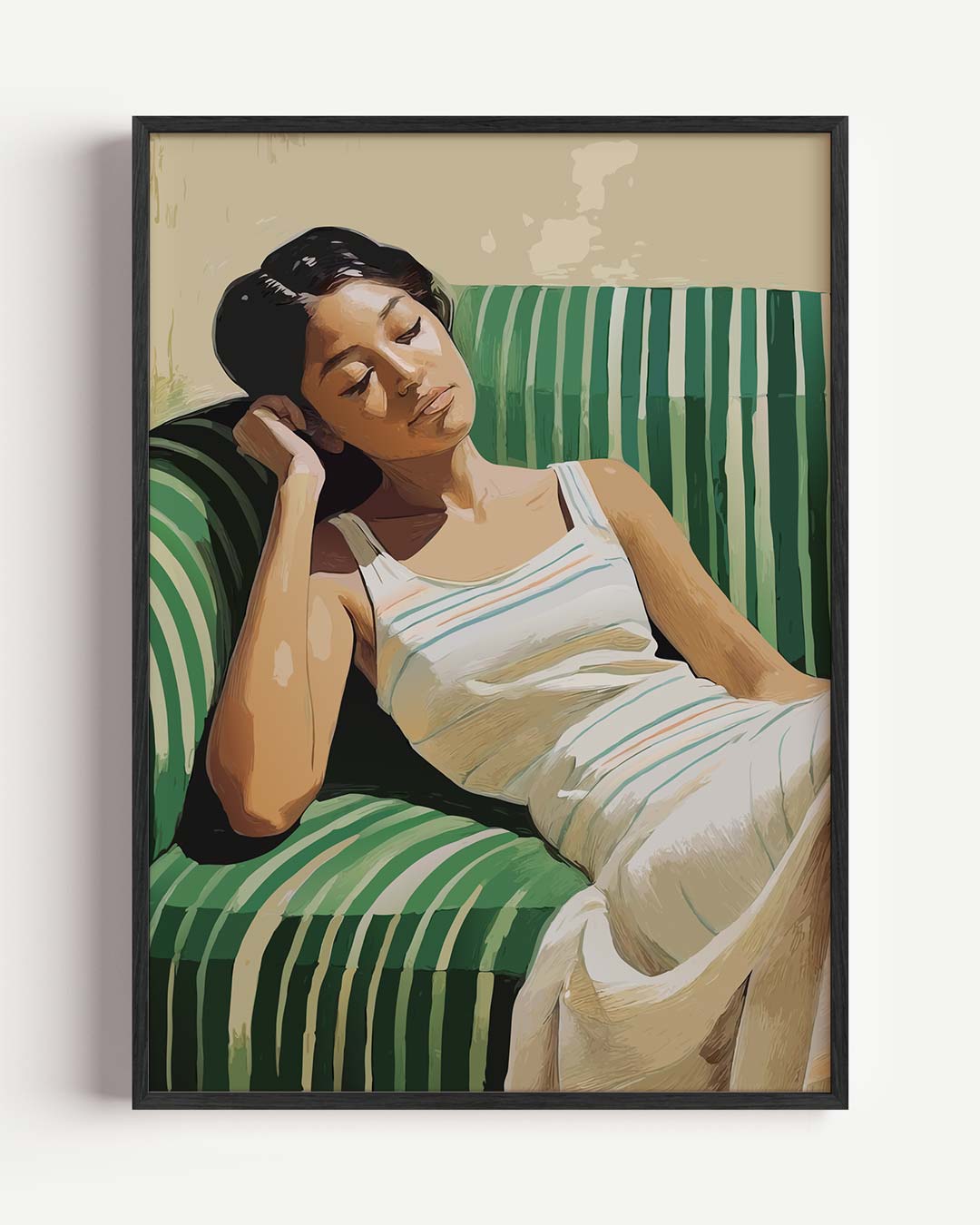 Sereniteit in Groen – zomer portret poster als wanddecoratie
