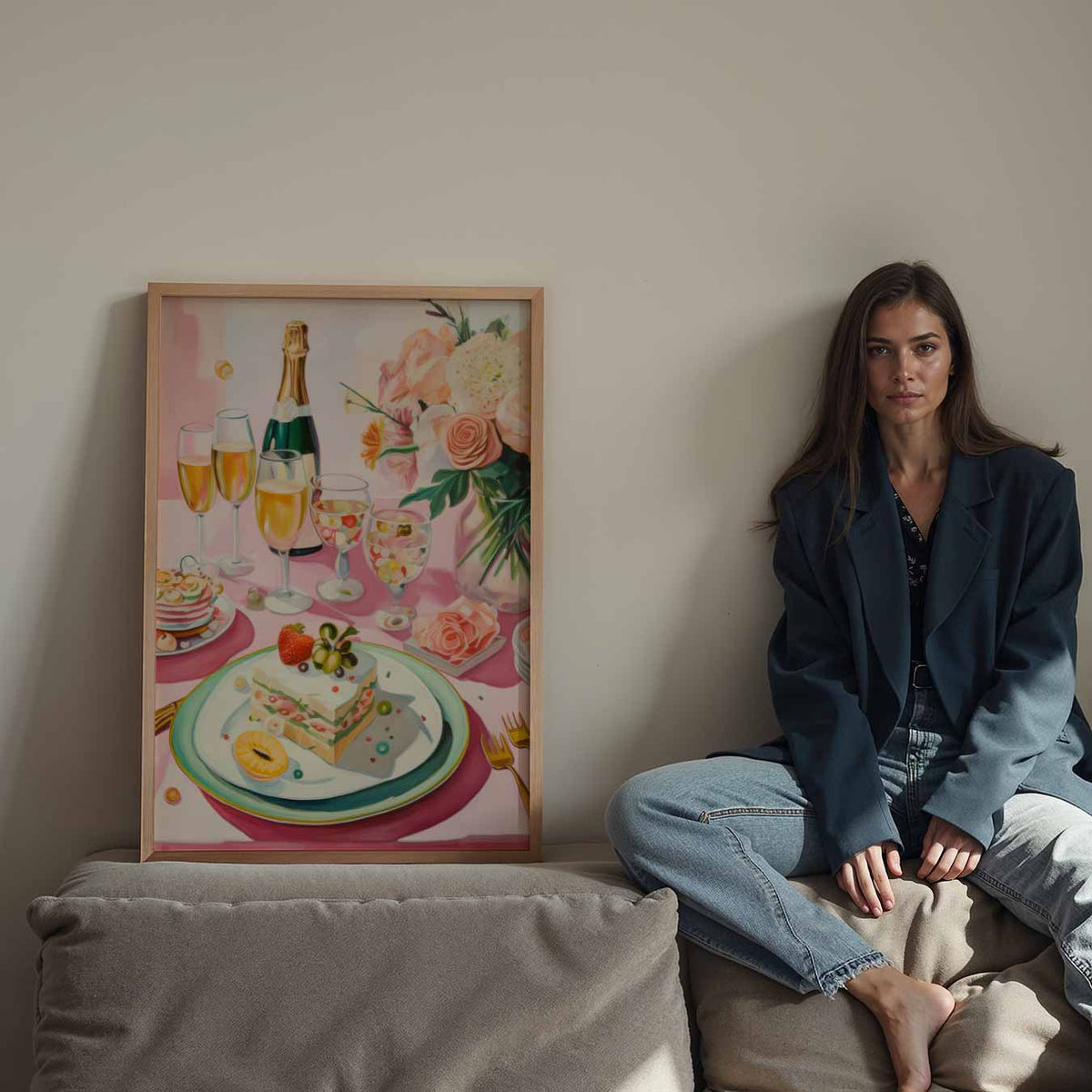 Romantische Brunch Tafereel – staande keuken wanddecoratie van WallArtistic