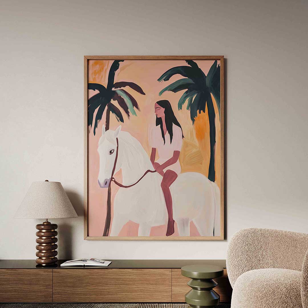 Vrouw op paard – tropische jungle poster in staand formaat