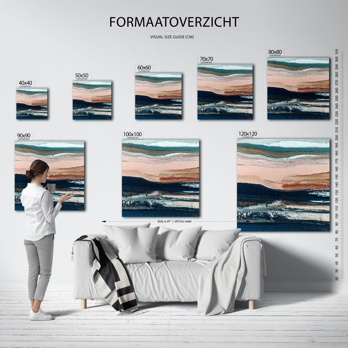 Abstracte landschapsweergave – vierkante muurposter met abstracte vormen