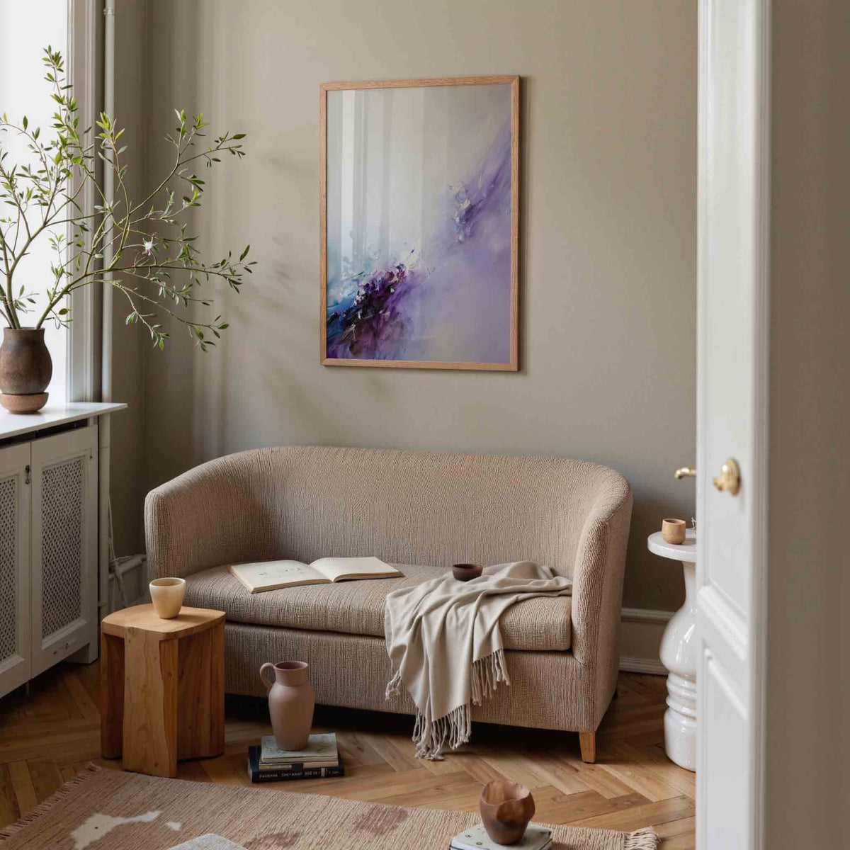 Abstracte paarse compositie – illustratie poster in staand formaat