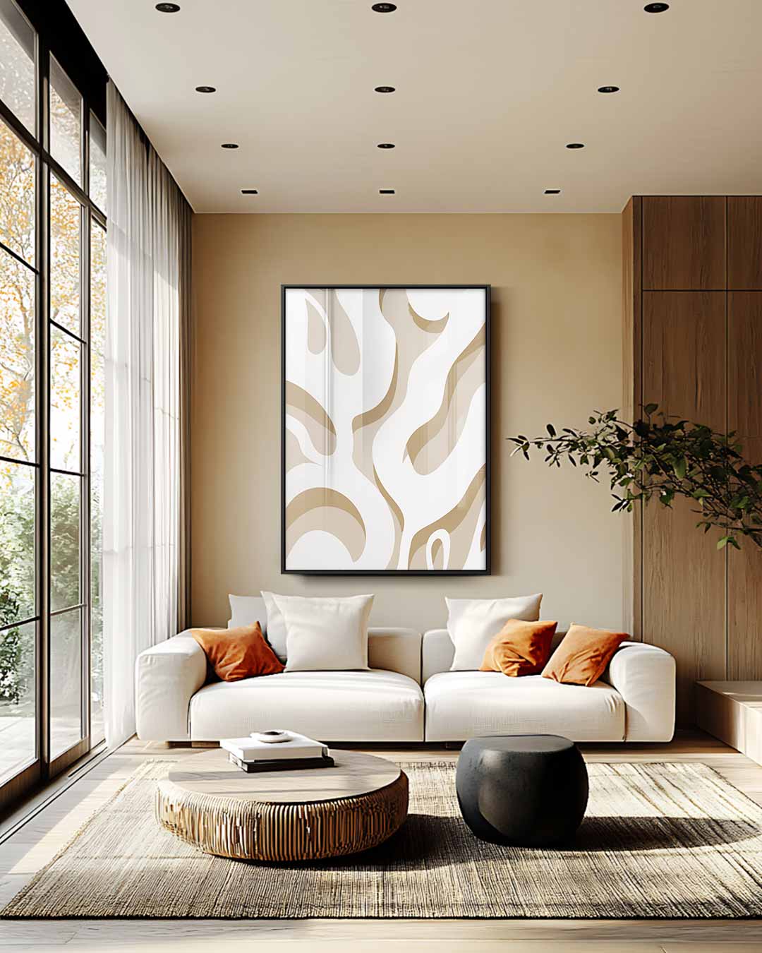 Vloeiende Lijnen Canvas – staande wandkunst voor woonkamer of interieur