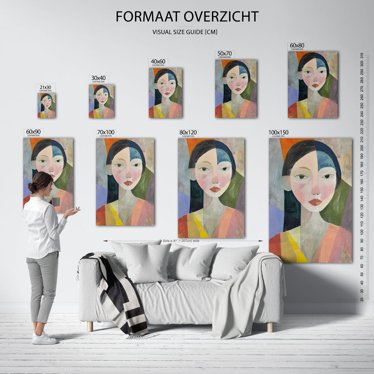 Abstracte gezichten – staande muurposter met hedendaagse illustratie