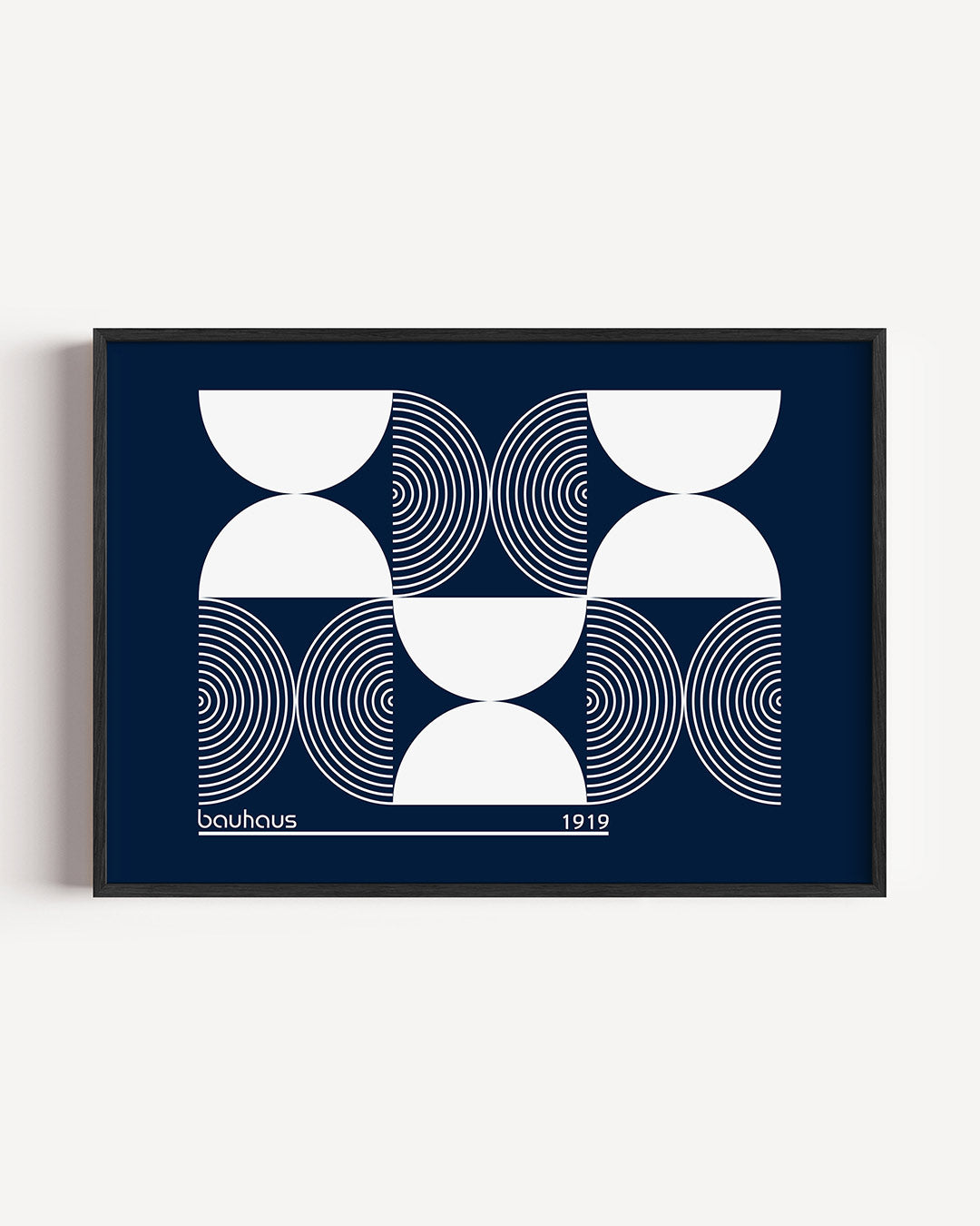 Cirkel en halve maan – liggende Bauhaus poster als wanddecoratie