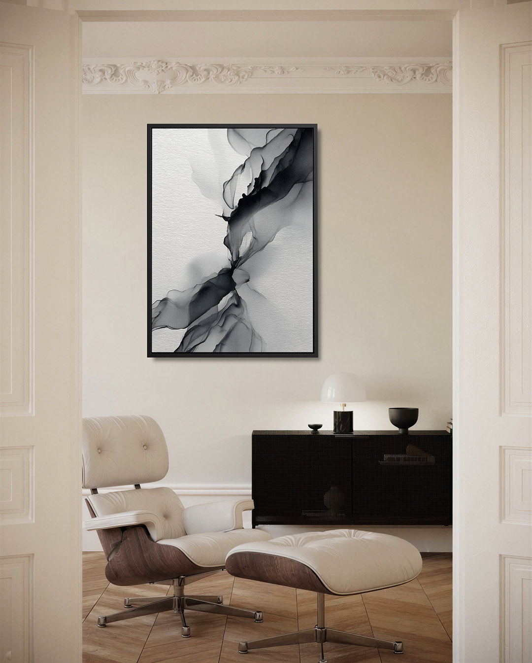 Vloeiende lijnen – moderne staande wandkunst